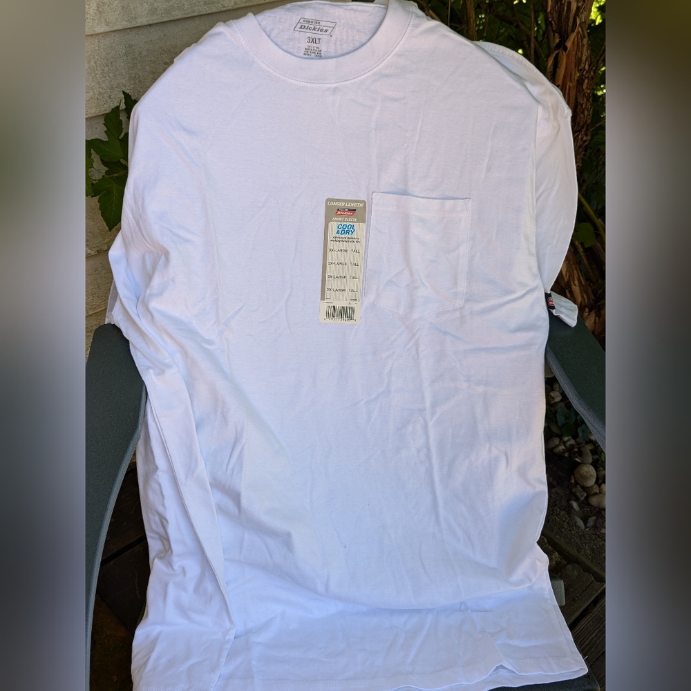 NWT Dickies Mens White Tall 100%,Cotton Cool & Dry Classic Tshirt Sz 3XLT